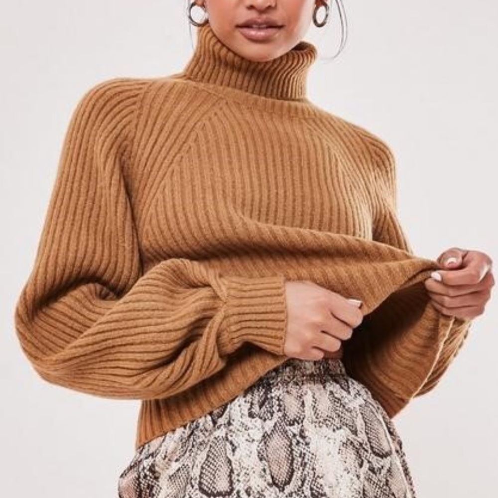 Turtleneck roll neck tucked sleeve sweater sz S - Picture 2 of 8